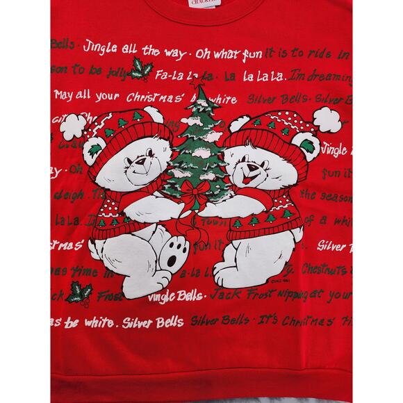Vintage 90s Nutcracker Dual-Sided Teddy Bear Christmas Sweatshirt Size M Red - Picture 2 of 10